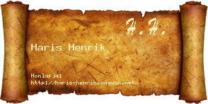Haris Henrik névjegykártya